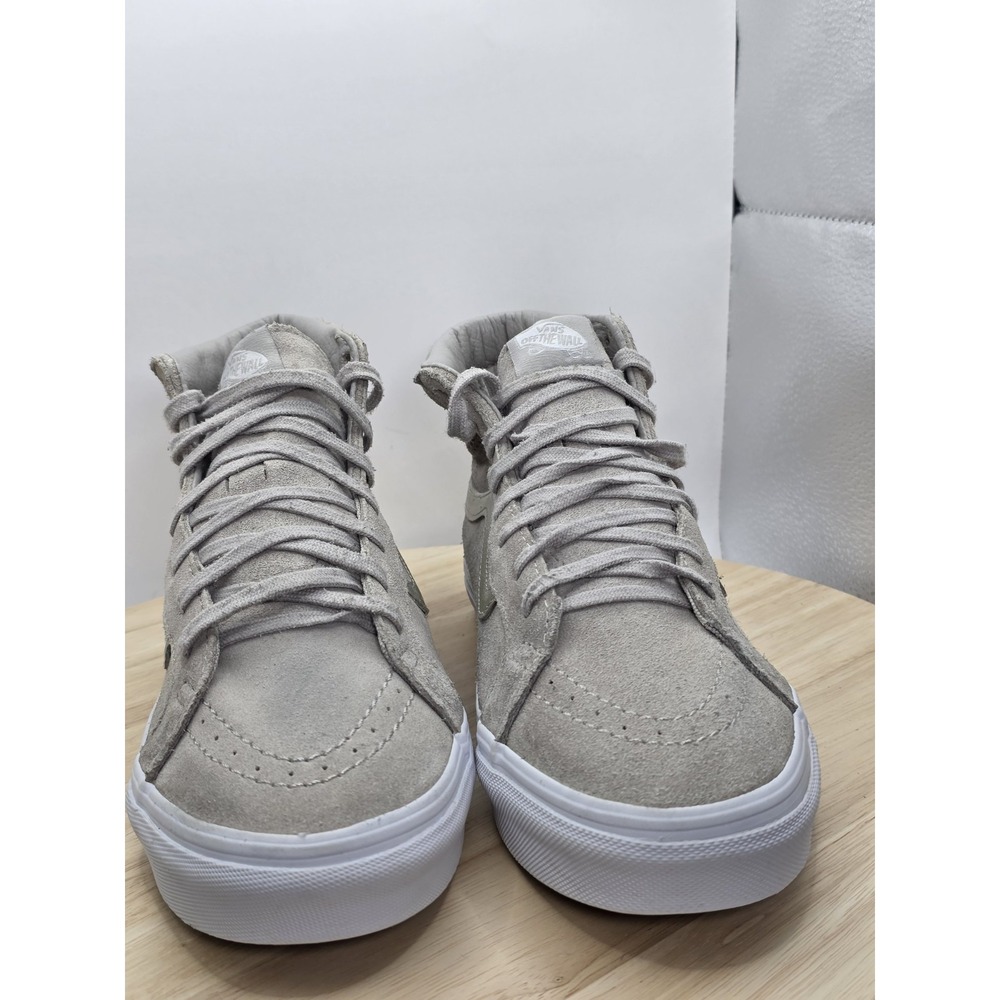 Womens Size 9 - VANS Sk8 Hi Top Beige/Silver/White Suede Skate Shoes - Picture 2 of 7